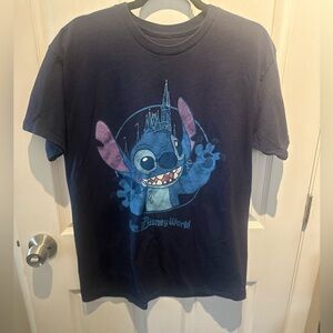 Walt Disney World Stitch Cinderella Castle Magic Kingdom Park Blue T-shirt M💙
